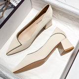 Nude Block Heels Mid-Heel Shoes Women's Shoes Chunky Heel Single-Layer Shoes Mary Jane Shoes