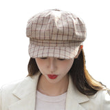 Check Beret Hat Autumn and Winter Plaid Beret Batch Hat Female