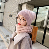 Women Winter Hats One-Piece Wool Fluffy Ball Cap Warm Ear Protection