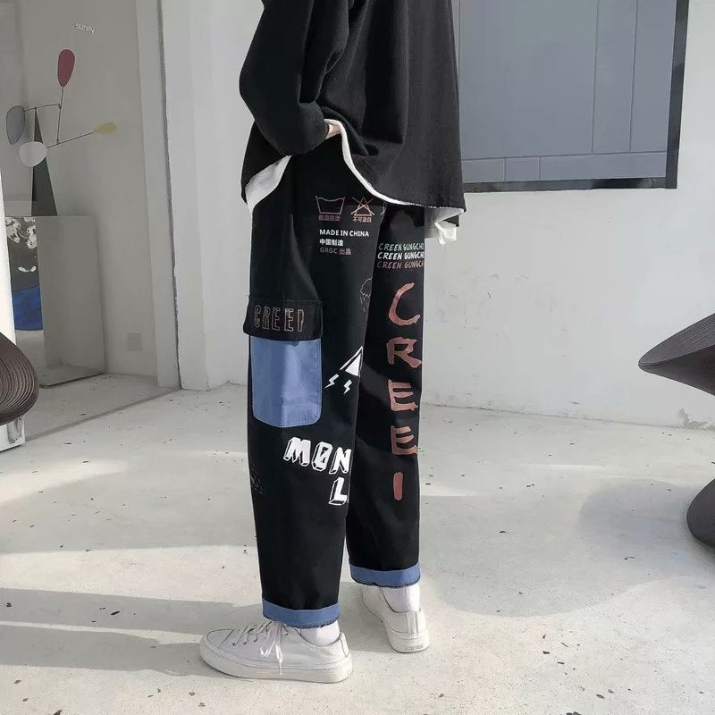 Grafitti Sweatshirts Pants Men's Autumn Loose Trousers