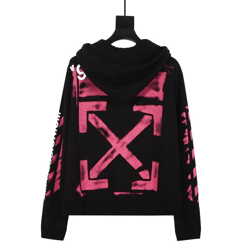 Ow Graffiti Arrow Zipper Hooded Jacket for Men and Women Owt hoodie