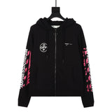Ow Graffiti Arrow Zipper Hooded Jacket for Men and Women Owt hoodie