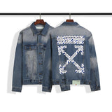 Arrow Print Denim Coat Plus Size Casual Men's Clothing Owt jacket