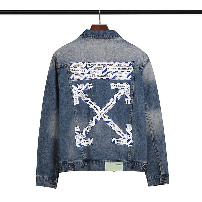 Arrow Print Denim Coat Plus Size Casual Men's Clothing Owt jacket