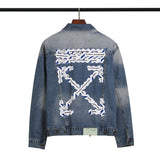 Arrow Print Denim Coat Plus Size Casual Men's Clothing Owt jacket
