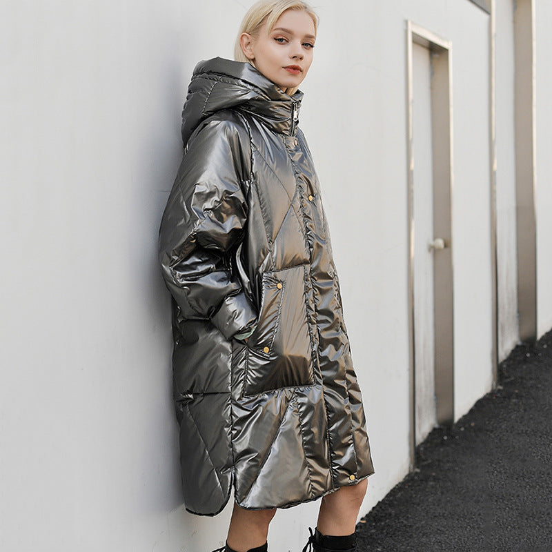 Women Winter Coat Puffer Jacket Down Coat Winter Glossy Hooded Down Jacket Women's White Duck Down Warm Jacket