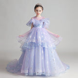 Princess Charlotte Flower Girl Dress Trailing Children's Birthday Catwalk Dress Host Performance Costume