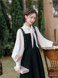 Vintage Shirt Suspender Dress Two-Piece Set Fashion 2 Pieces Set Cottagecore Academia Fashion Dresses