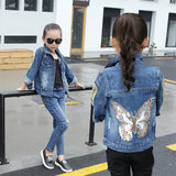 Children Girl Embellish Denim Jacket Kids' Top