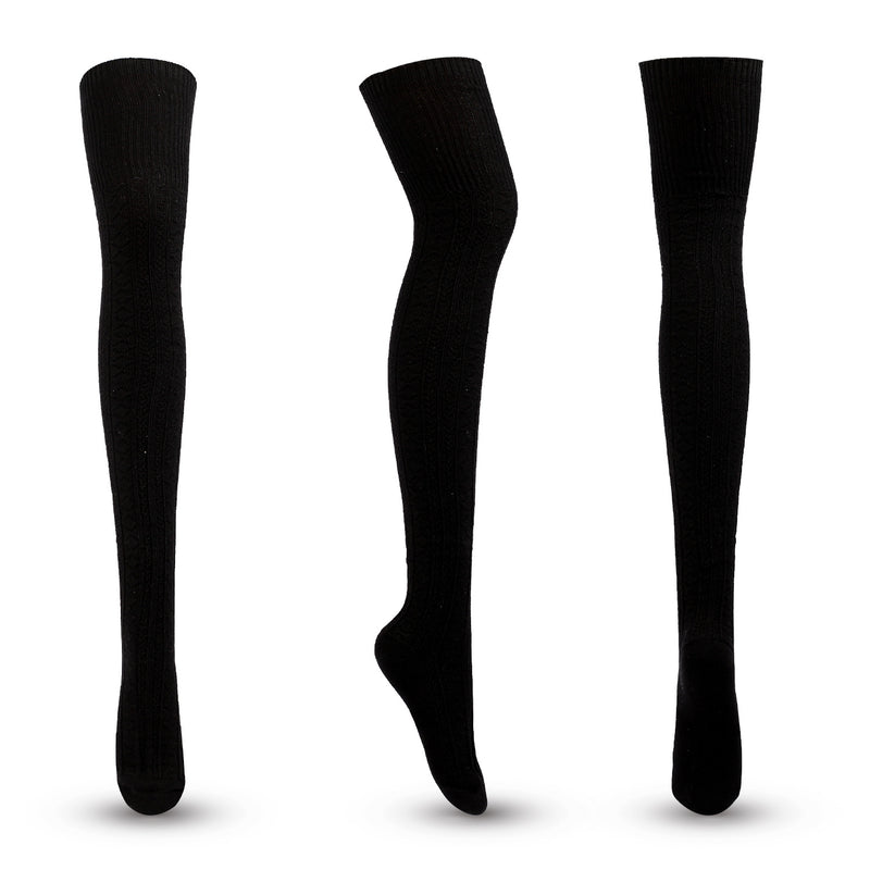 Winter Thick Knit Thigh High Socks Long Stockings Boot Fall/Winter Striped Solid Color Stockings