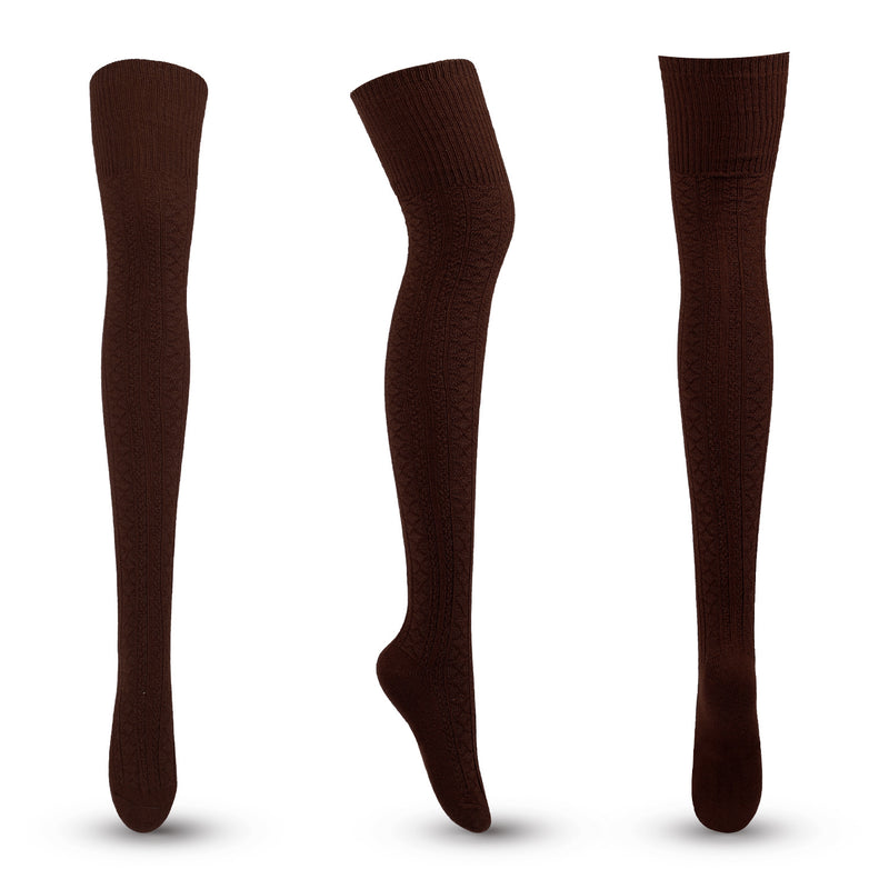 Winter Thick Knit Thigh High Socks Long Stockings Boot Autumn and Winter Striped Stockings Cotton Knee Socks