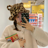 Leopard Fur Hat Thickened Bucket Hat