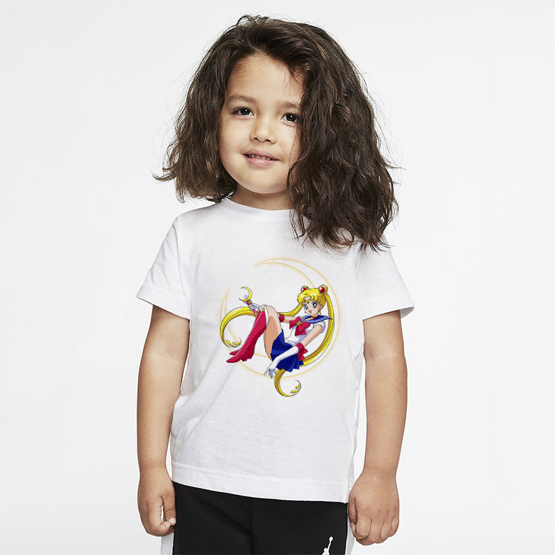 Printed Short-Sleeved T-shirt White Base Shirt