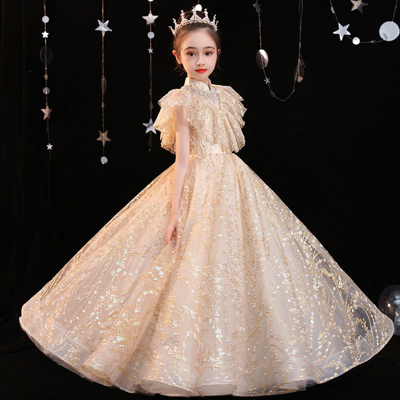 Princess Charlotte Flower Girl Dress Host Evening Dress Children's Catwalk Performance Costume Birthday Princess Dress Autumn