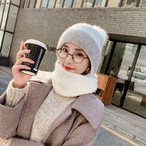 Women Winter Hats One-Piece Wool Fluffy Ball Cap Warm Ear Protection