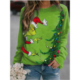 Grinch Hoodie Women's Christmas Tree Printed Sweater