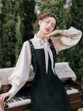 Vintage Shirt Suspender Dress Two-Piece Set Fashion 2 Pieces Set Cottagecore Academia Fashion Dresses