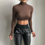 Music Festivals Rave Outfits Girls Tops Autumn and Winter Women's Long Sleeve Solid Color Fashion T-shirt