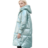 Women Winter Coat Puffer Jacket Down Coat Winter Glossy Hooded Down Jacket Women's White Duck Down Warm Jacket