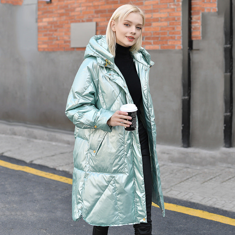 Women Winter Coat Puffer Jacket Down Coat Winter Glossy Hooded Down Jacket Women's White Duck Down Warm Jacket