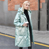Women Winter Coat Puffer Jacket Down Coat Winter Glossy Hooded Down Jacket Women's White Duck Down Warm Jacket