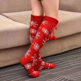 Winter Thick Knit Thigh High Socks Long Stockings Boot Christmas Calf Socks Knitted Bunching Socks