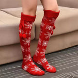 Winter Thick Knit Thigh High Socks Long Stockings Boot Christmas Calf Socks Knitted Bunching Socks