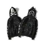 Shark Print Hoodie Fashion Brand Shark Skull Dark Sweater Street Fashion Large Size Coat