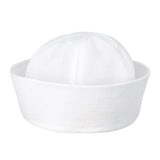 Sailor Hat Dome White Flanging Skullcap Curling Blue Stripe Beanie Yacht Captain Hat