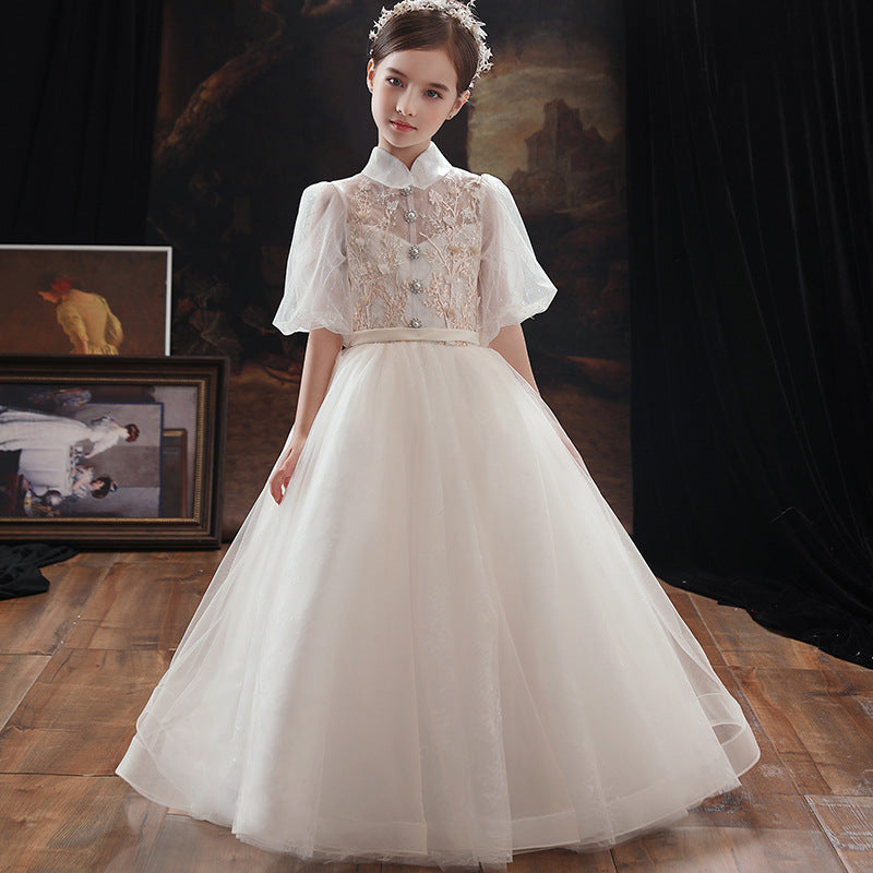 Princess Charlotte Flower Girl Dress Girls' Wedding Dress Model Catwalk Costume for Piano Performance Birthday Gift Children Dress