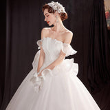 Women'S Evening Dress Ball Gown Princess Quinceanera Wedding Dresses Off Shoulder White Wedding Dress Sweet Princess Tulle Tutu Dress