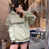 Fog Fear of God Essentials Hoodie Double-Line Fleece Hoodie Avocado Green Letter Hooded Sweater