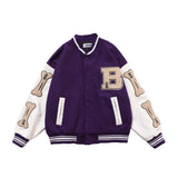 Bone Varsity Jacket Vintage Men Fall/Winter Jacket