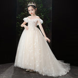 Princess Charlotte Flower Girl Dress Children's Dress Banquet Trailing Catwalk Wedding Dress