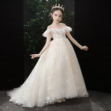 Princess Charlotte Flower Girl Dress Children's Dress Banquet Trailing Catwalk Wedding Dress