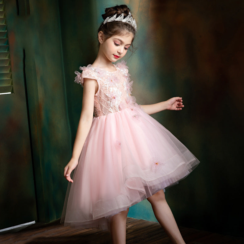 Princess Charlotte Flower Girl Dress Princess Dress Autumn Pink Bridesmaid Birthday Piano Violin Costume