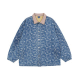 Men Denim Coat Jean Jackets Paisley Denim Jacket Men's Color Contrast Patchwork Jacket Baggy Coat