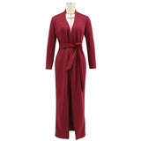 Bohemian Coachella Outfits Simple Elegant Long Pure Color Split 3/4 Sleeve Slim Dress Large Size Slimming Stretch