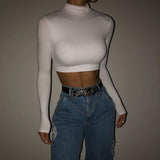 Music Festivals Rave Outfits Girls Tops Autumn and Winter Women's Long Sleeve Solid Color Fashion T-shirt