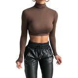 Music Festivals Rave Outfits Girls Tops Autumn and Winter Women's Long Sleeve Solid Color Fashion T-shirt