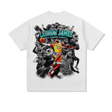 LeBron James Shirt LeBron James Printed Short-Sleeved T-shirt Small Neckline Heavy Vintage