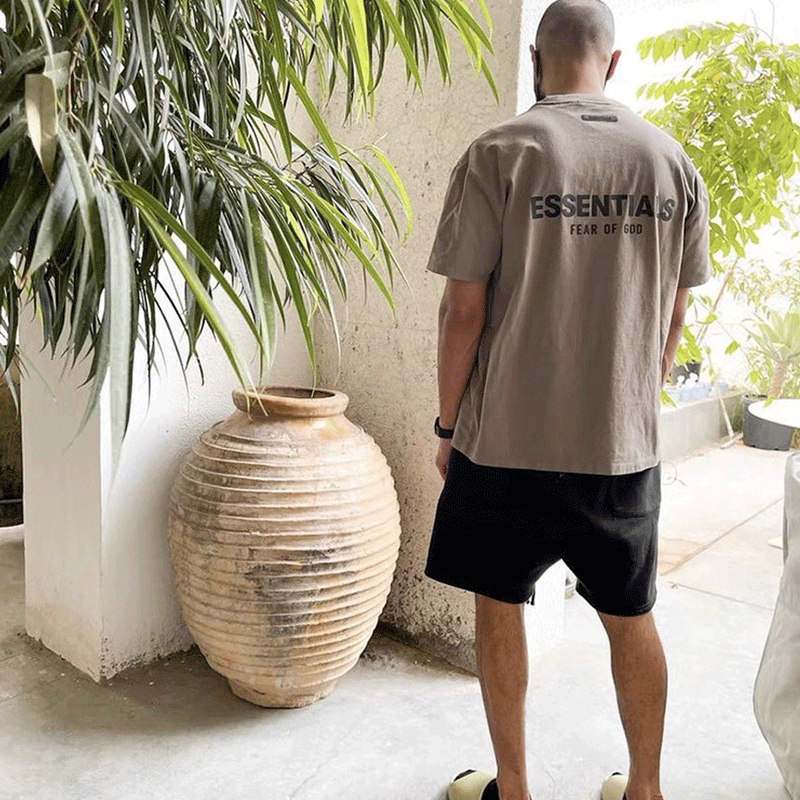 Fog Fear of God Essentials T Shirt Short Sleeve Back Three-Dimensional Letter Couple T-shirt