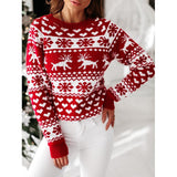 Fair Isle Sweater Cottagecore Outfits for Women Autumn and Winter Knitting Christmas Elk Long Sleeve Knitted Sweater