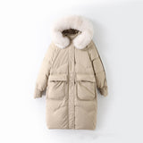 Women Winter Coats Puffer Jacket Down Coat White Duck Down Jacket Women'S Mid-Length Thickened Fox Fur Collar Coat