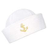 Sailor Hat Dome White Flanging Skullcap Curling Blue Stripe Beanie Yacht Captain Hat