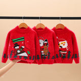 Boys Sweater Christmas Red Mink Fur Cartoon Baby Sweater