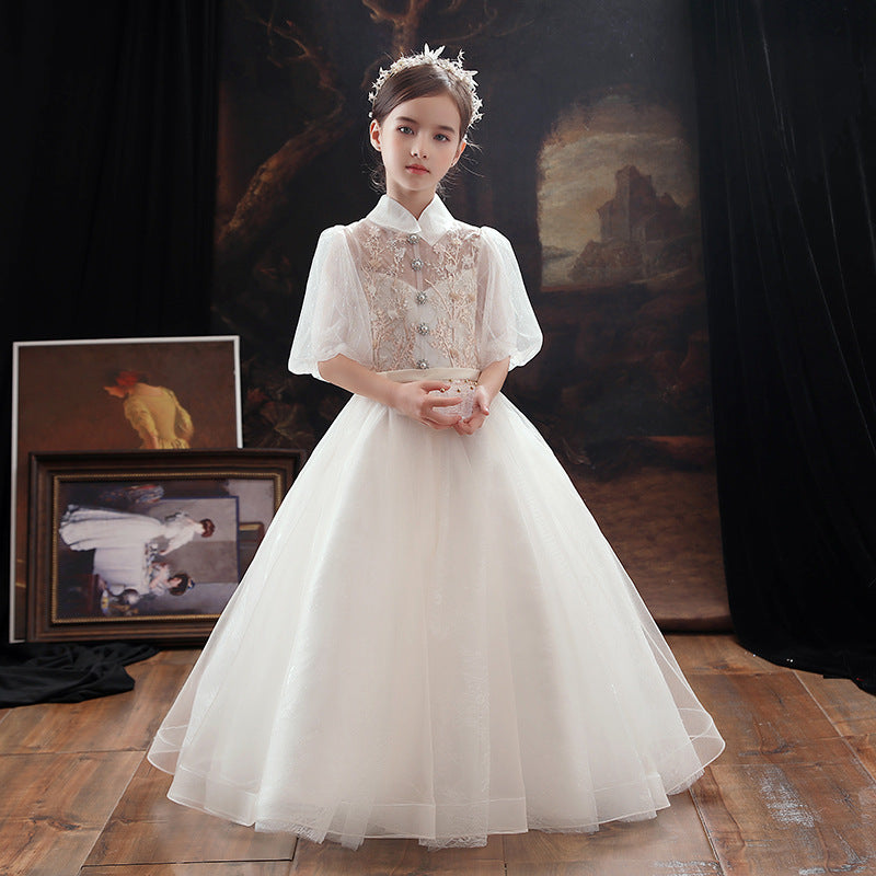 Princess Charlotte Flower Girl Dress Girls' Wedding Dress Model Catwalk Costume for Piano Performance Birthday Gift Children Dress