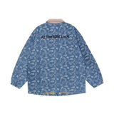 Men Denim Coat Jean Jackets Paisley Denim Jacket Men's Color Contrast Patchwork Jacket Baggy Coat