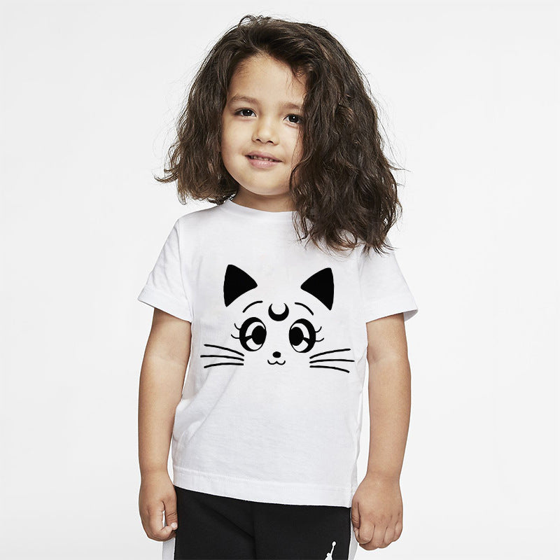 Printed Short-Sleeved T-shirt White Base Shirt