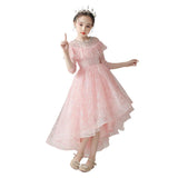 Princess Charlotte Flower Girl Dress Pink Birthday Dress Cute Wedding Costume for Piano Performance
